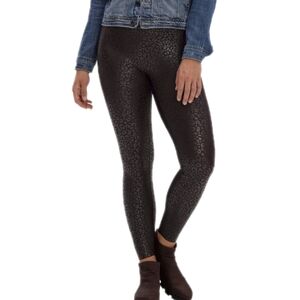 Hue Sleek Effects Leggings Women's XL High Rise Weightless Leopard Print Shiny